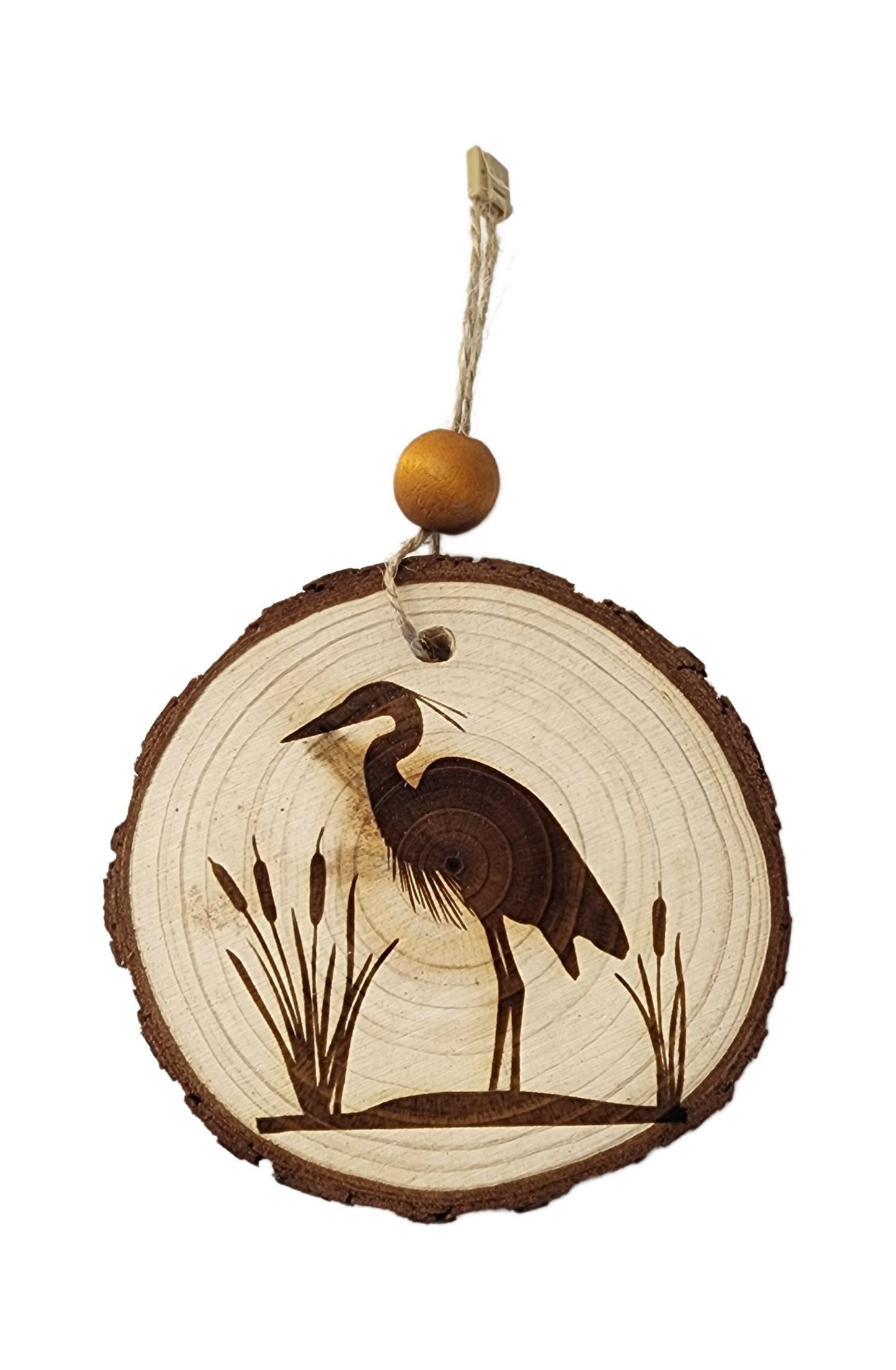 Heron Image on Wood Cookie