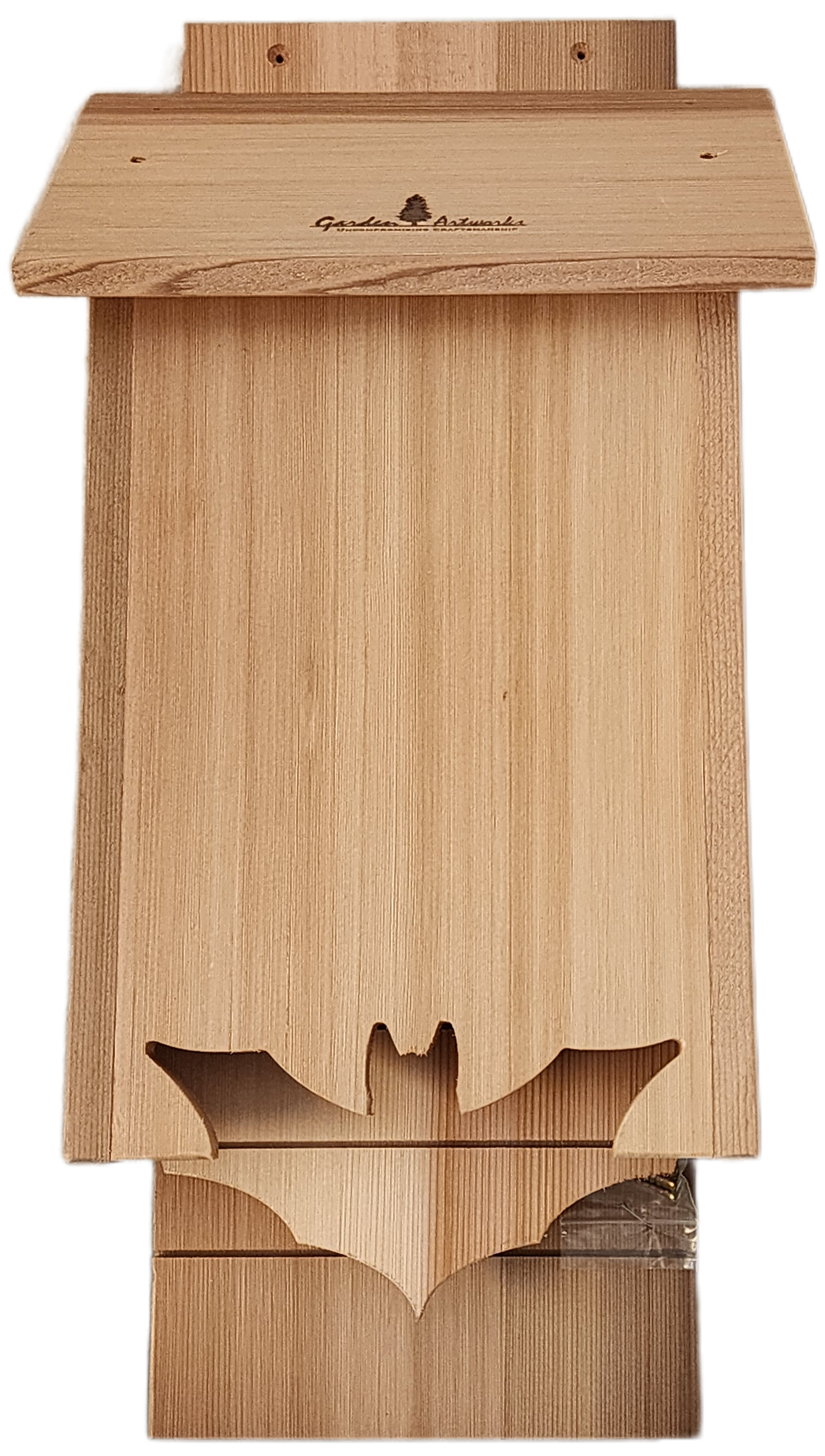 Cedar Two-Chamber Bat House with Decorative Bat Cutout – Handcrafted Outdoor Roosting Box