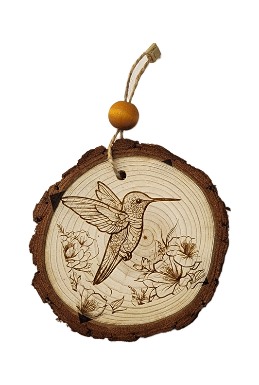 Hummingbird Image on Wood Cookie