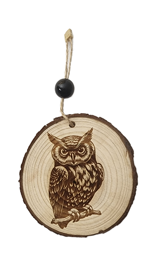 Owl Image on Wood Cookie